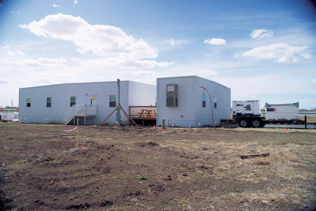 Generator powering an office trailer